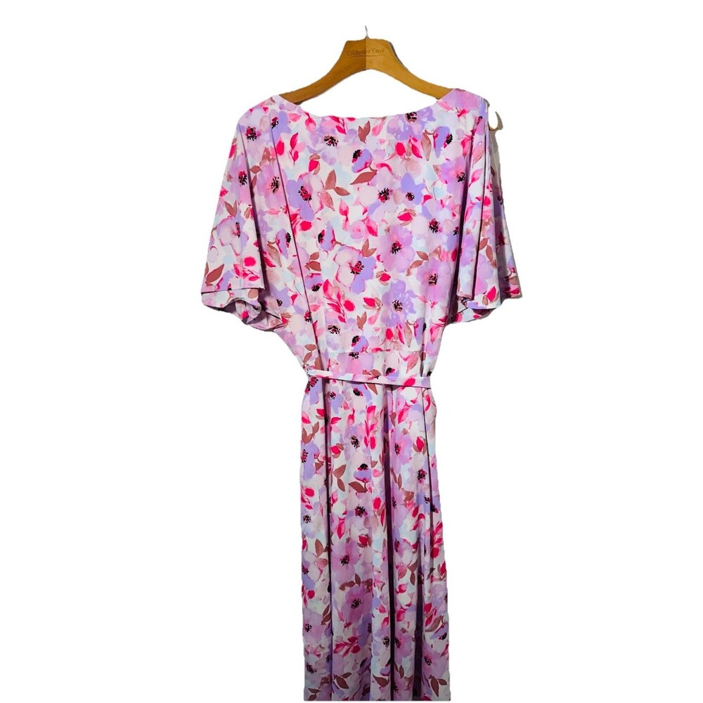 Anne Klein Cottage Flutter Sleeve Pastel Pink Garden Knee length Dress Spring XL